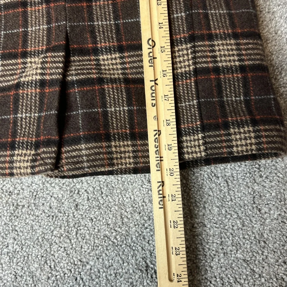 Janie And Jack Pea Coat Kids 4-5 Brown Plaid Wool Faux Fur Lined Winter‎ preppy - Picture 11 of 13